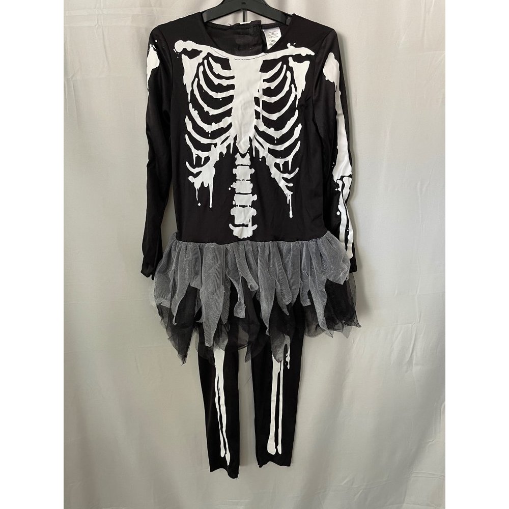 Girls Black/White Skeleton Tulle Bottom Top & Pant Halloween Costume - Picture 10 of 12